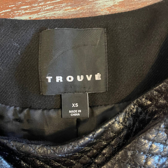 Trouve Women's Wool & Faux Leather Jacket Motorcycle Style Sz XS - Picture 3 of 9